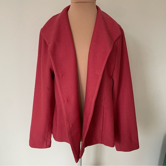 Eileen Fisher Virgin Wool Pique Stretch Jacket Terracotta Pink Blazer NWT Size M - Picture 5 of 12